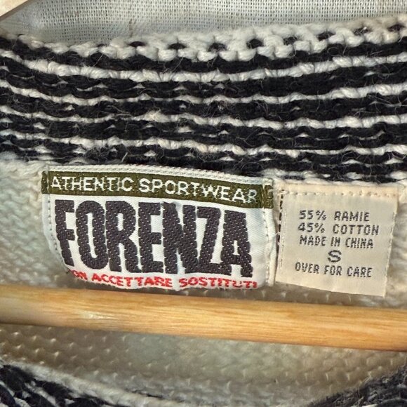 Vintage Forenza Ramie Cotton Sweater – Black & Cream Rose Knit | Size S - Picture 5 of 5